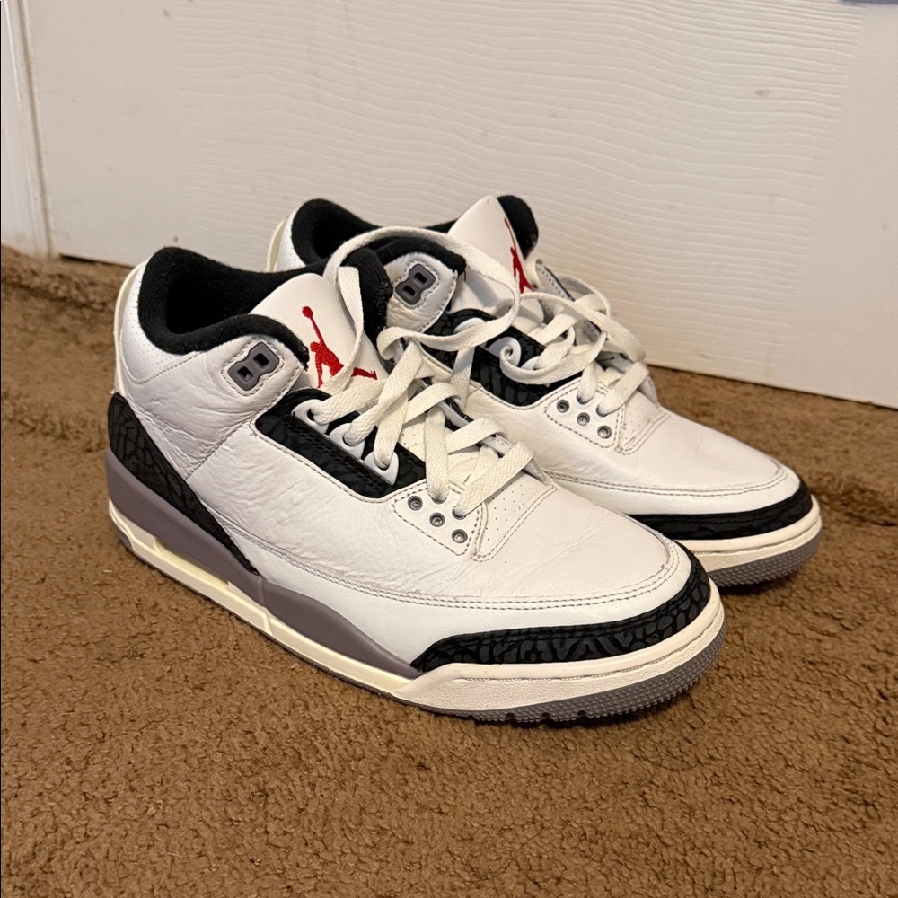 Jordan Retro 3 Men's White, Black, and Red Sneakers